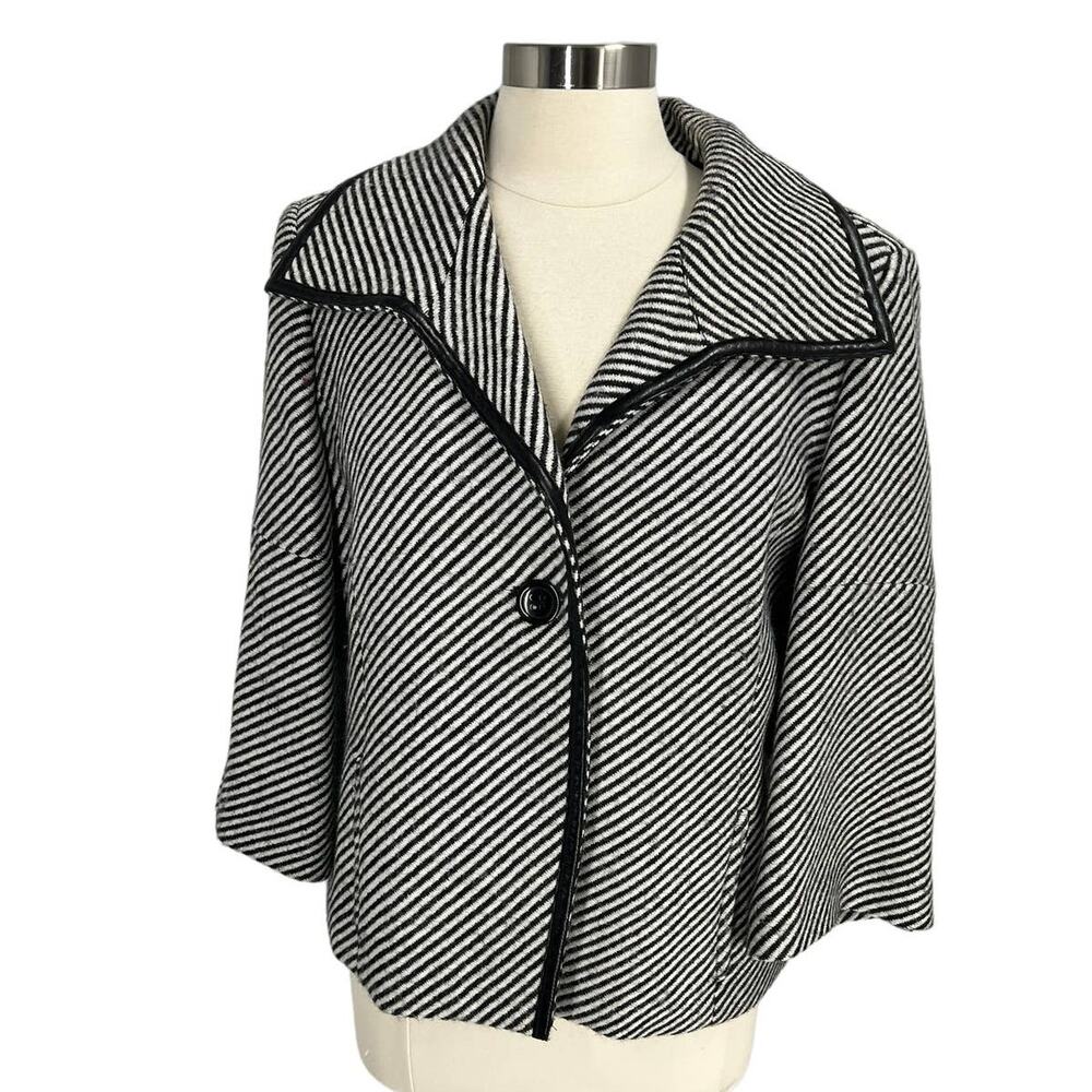 JONES NEW YORK Black & White Jacket 3/4 Sleeve SZ 16